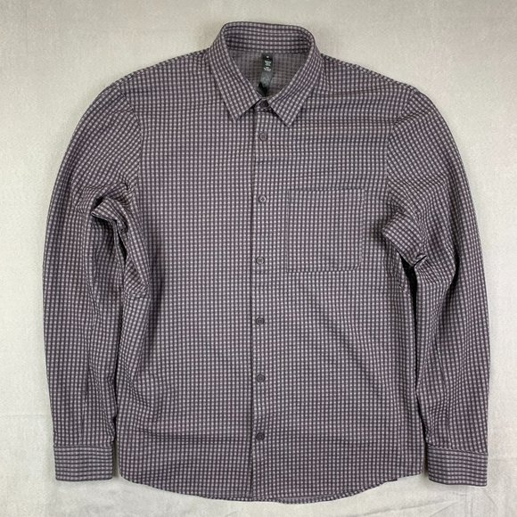 lululemon athletica Other - Lululemon Mens Shirt Medium Purple Check Button Up Long Sleeve Stretch Athletic